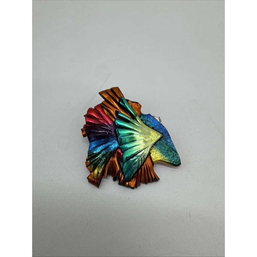 Vintage tropical fish brooch pin enamel nautical‎ multicolored